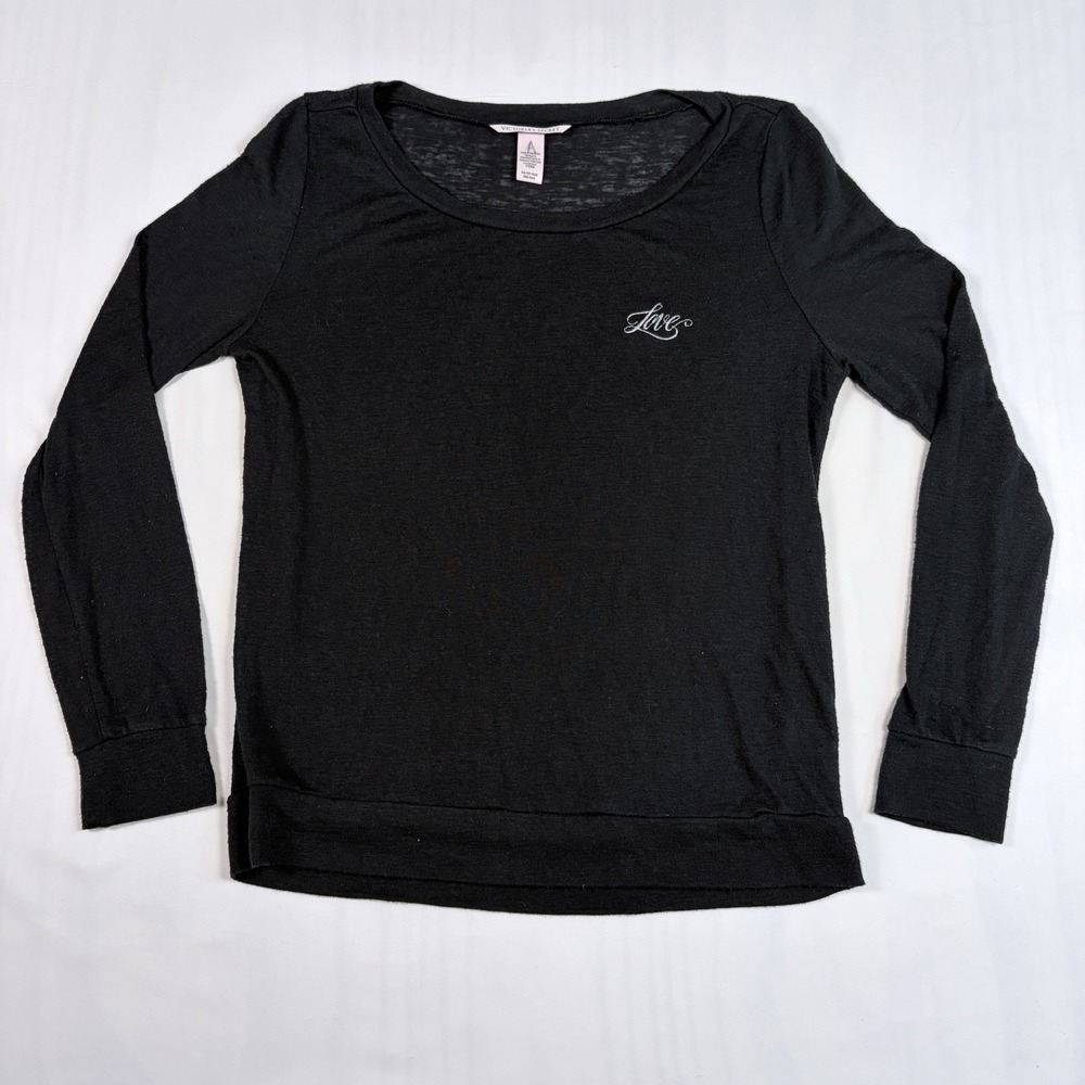 Victoria's Secret Lightweight Knit Pullover Black‎ LOVE Sweater Size XS